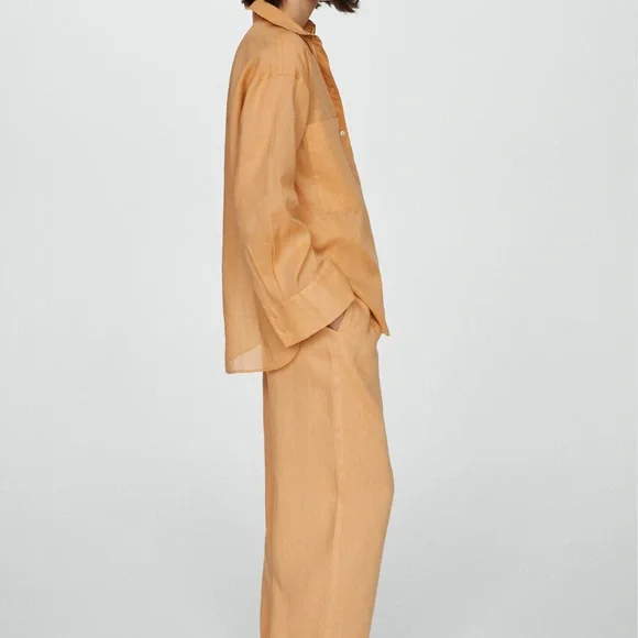 Mango Wide Leg Orange Pants for Women - Picture 6 of 11